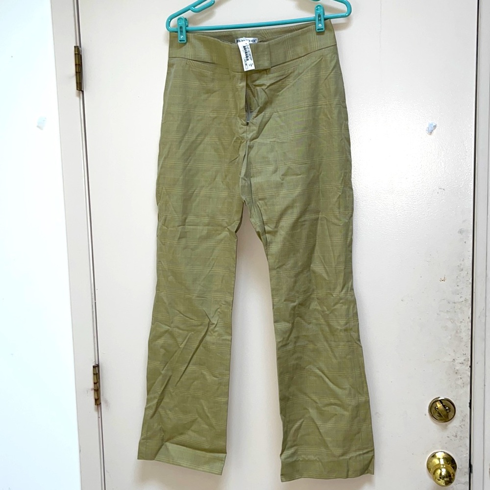 bebe Brand New With Shopping Tags Attached Chartreuse Green Plaid Pants Size 10